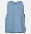 7 For All Mankind Sleeveless Linen-blend Top In Blue