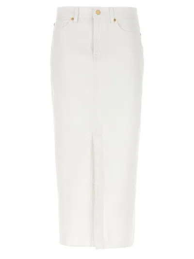 7 For All Mankind Kellie Midi Skirt In White