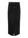 7 For All Mankind Denim Double-waisted Hussle Skirt In Black