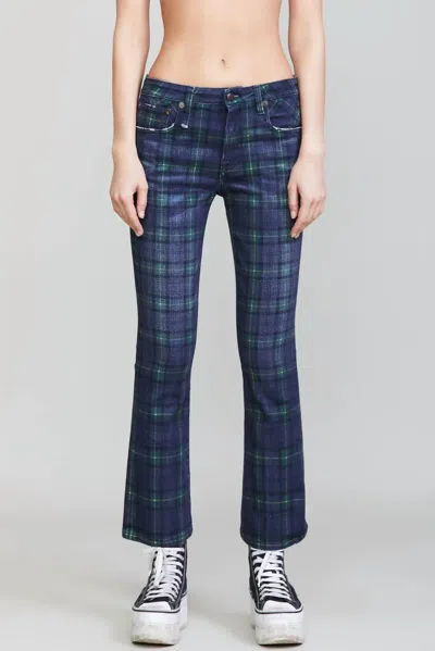 7 For All Mankind Kick Fit Jeans In Tartan In Blue