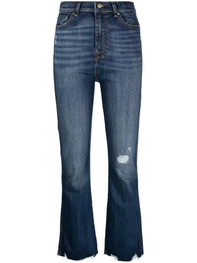 7 For All Mankind Kick Flare Cropped Jeans In Blue