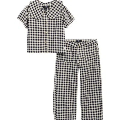 7 For All Mankind Kids' 2-piece Gingham Denim Set In Black