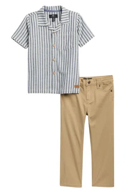 7 For All Mankind Kids' 2-piece Shirt & Jeans Set In Brown