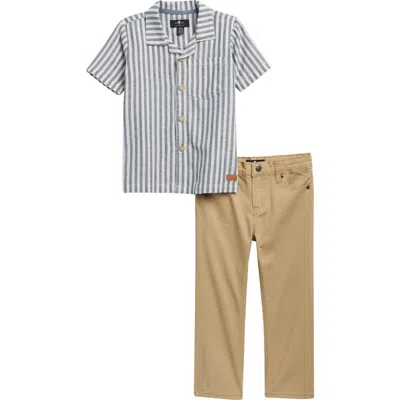 7 For All Mankind Kids' 2-piece Shirt & Twill Pants Set In Brown