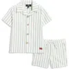 7 For All Mankind Kids' Cotton & Linen Shirt & Shorts Set In Hedge Green