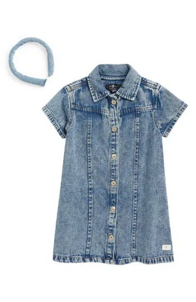 7 For All Mankind Kids' Denim Dress & Headband Set In Blue
