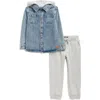 7 For All Mankind Kids' Denim Shirt & Fleece Joggers Set In Multi
