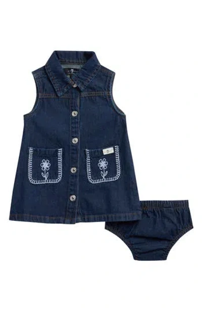 7 For All Mankind Babies'  Kids' Embroidered Pocket Denim Dress In Blue