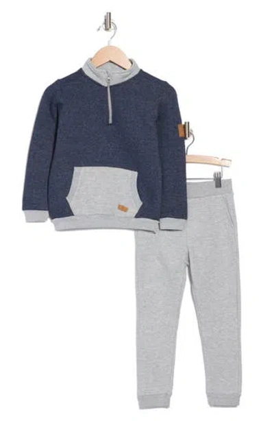 7 For All Mankind Kids' Fleece Pullover & Joggers Set In Navy