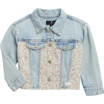 7 For All Mankind Kids' Floral Panel Denim Jacket In Brown