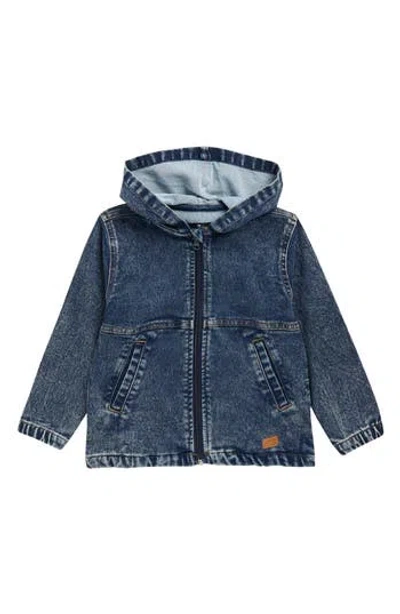 7 For All Mankind Kids' Hooded Knit Denim Jacket In Blue