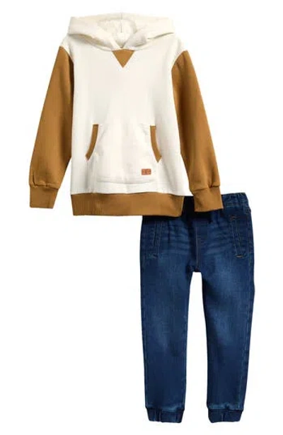 7 For All Mankind Kids' Hoodie & Denim Joggers Set In Multi