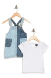 7 FOR ALL MANKIND KIDS' LACE TRIM T-SHIRT & OVERALL DRESS SET