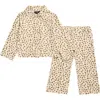 7 For All Mankind Kids' Leopard Button-up Shirt & Pants Set In Brown