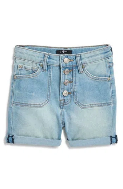 7 For All Mankind Kids' Patch Pocket Rolled Cuff Shorts In Blue