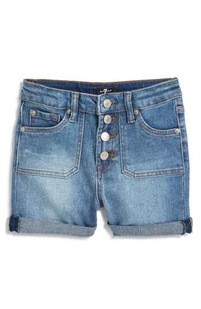 7 For All Mankind Kids' Patch Pocket Rolled Cuff Shorts In Blue