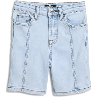 7 For All Mankind Kids' Seam Detail Stretch Walk Shorts In Blue