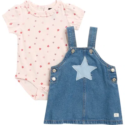 7 For All Mankind Babies'  Kids' Star Print 2-piece Bodysuit & Skirtall Set In Blue