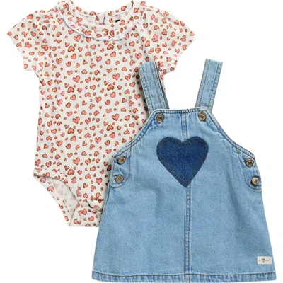 7 For All Mankind Babies'  Kids' Star Print 2-piece Bodysuit & Skirtall Set In Multi