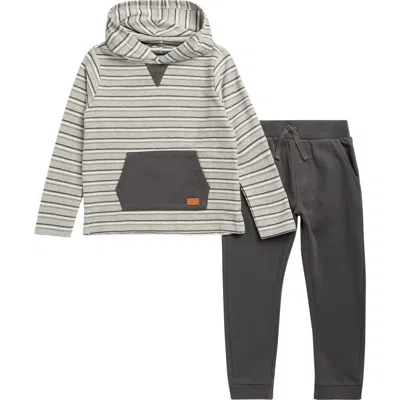 7 For All Mankind Kids' Terry Pullover Hoodie & Joggers Set In Gray