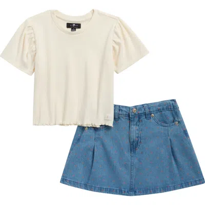 7 For All Mankind Kids' T-shirt & Skirt Set In White