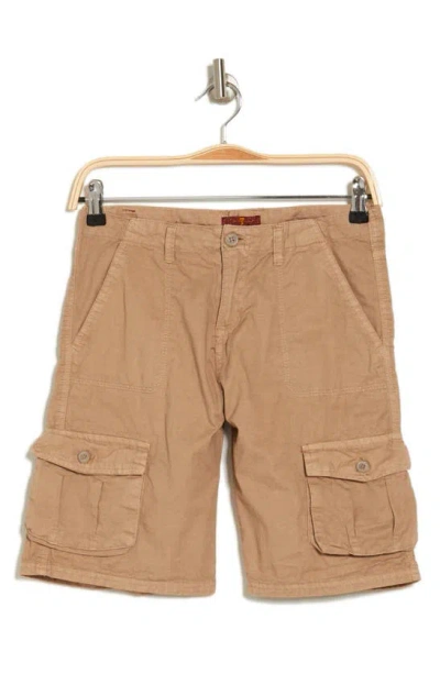 7 For All Mankind Kids' Washed Cotton Cargo Shorts In Brown