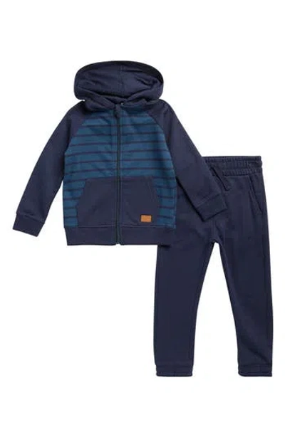 7 For All Mankind Kids' Zip Hoodie & Sweatpants Set In Blue