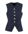 7 For All Mankind Lady Button-fastening Denim Waistcoat In Animal Print