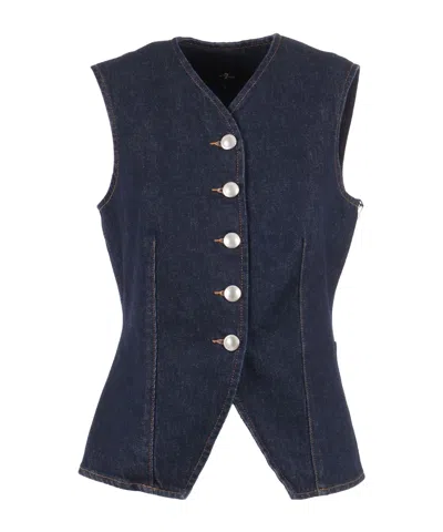 7 FOR ALL MANKIND LADY BUTTON-FASTENING DENIM WAISTCOAT