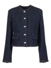 7 For All Mankind Lady Jacket Smoove With Exposed Buttons In Blue