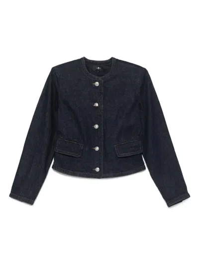 7 For All Mankind `lady Jacket Smoove With Exposed Buttons` Jacket In Black