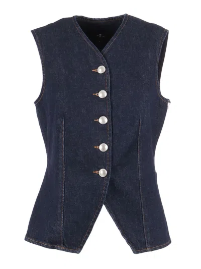 7 FOR ALL MANKIND LADY VEST SMOOVE WITH EXPOSED BUTTONS