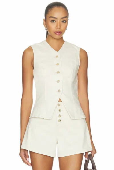 7 For All Mankind Lady V-neck Vest In Moondust In White