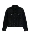 7 For All Mankind Laser-cut Denim Jacket In Black