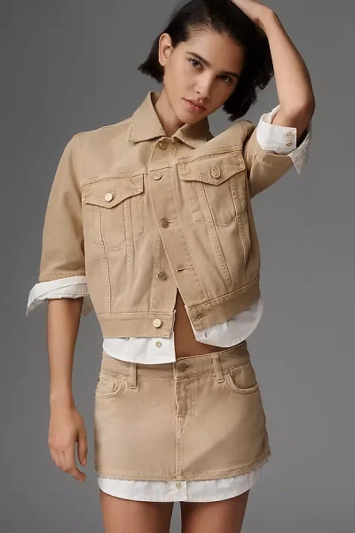 7 For All Mankind Layered Denim Mini Skirt In Brown