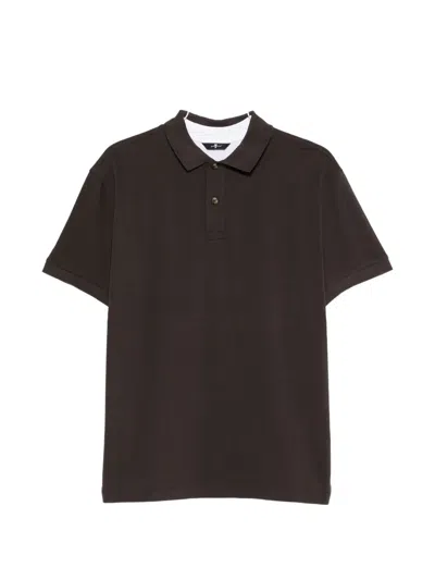 7 For All Mankind Layered-effect Polo Shirt In Brown