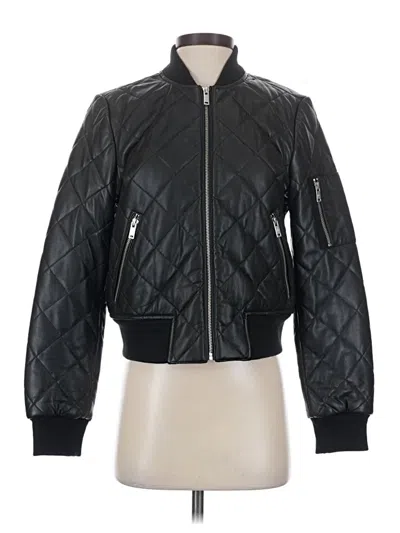 Pre-owned 7 For All Mankind Leather Jacket In Black