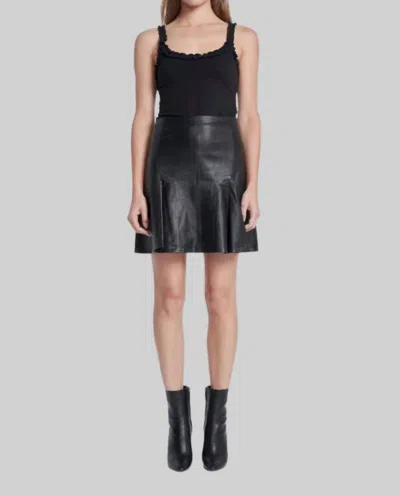 7 For All Mankind Leather Mini Skirt In Black