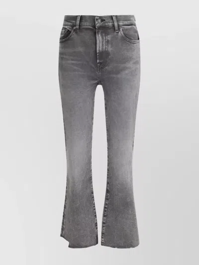 7 For All Mankind Leather Patch Flared Leg Jeans In Gray