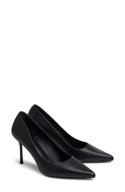 7 For All Mankind Leather Pointed Toe Pump In Black Leather