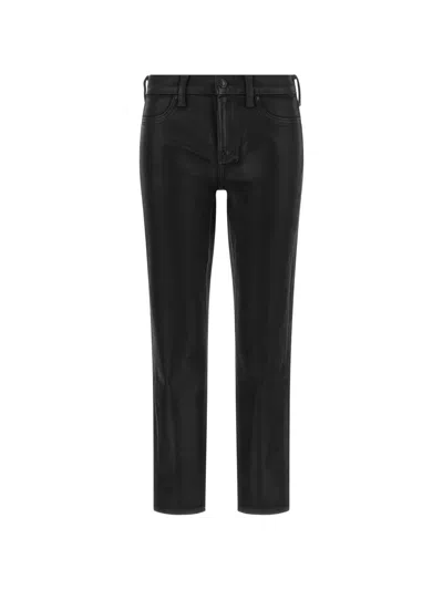 7 For All Mankind Leather-effect Coated Jeans In Black