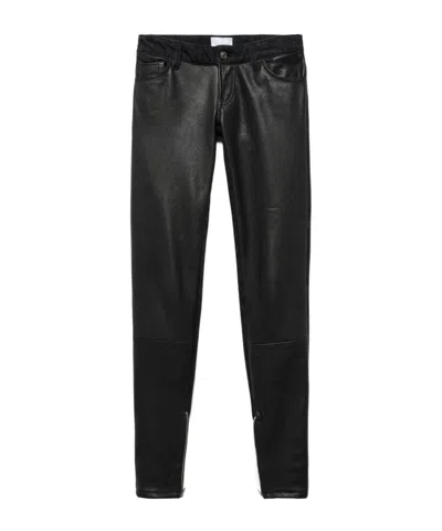 7 For All Mankind Leatherlook Zipankle Skinny Trousers In Black