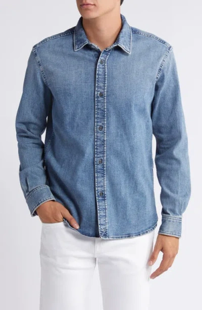 7 For All Mankind Left Hand Denim Button-up Shirt In Light Blue