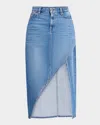 7 For All Mankind Libby Asymmetric Denim Midi Dress In Weekend