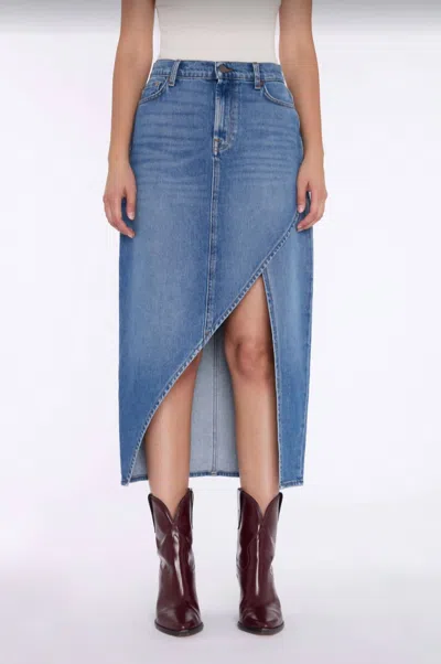 7 For All Mankind Libby Denim Skirt In Weekend In Blue