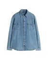 7 For All Mankind Light Blue Cotton Shirt With Classic Collar In Blue