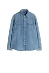 7 For All Mankind Light Blue Cotton Shirt With Classic Collar In Blue