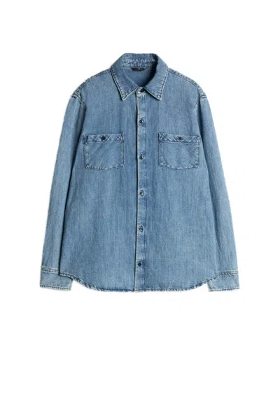 7 FOR ALL MANKIND LIGHT BLUE COTTON SHIRT WITH CLASSIC COLLAR