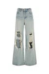 7 For All Mankind Wide-leg Distressed Denim Jeans With Belt Loops In Light Blue