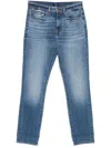7 For All Mankind Light Wash Relaxed Skinny Jeans With Rolled Cuffs In Blue